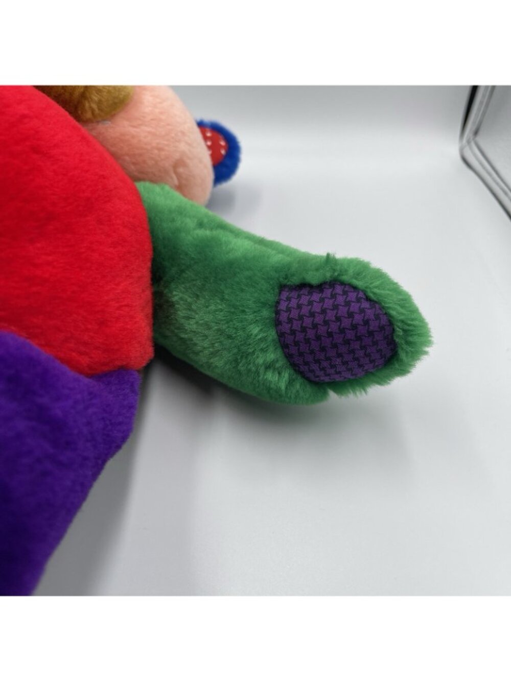 Vtg 1996 Peef Bear Christmas Teddy Colorblock Plush Stuffed Animal 14" Squeaker - Picture 11 of 15